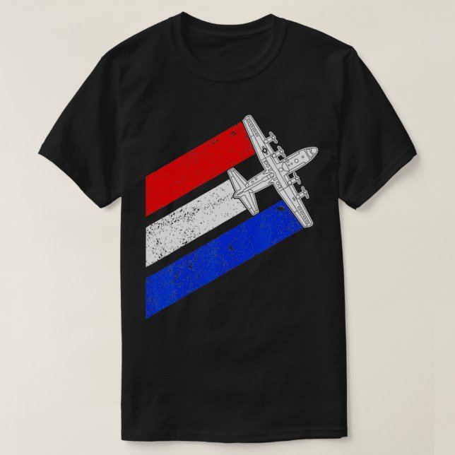 Camiseta C130 Hercules Gunship USA Flag Airplane C130 4th O (Frente do Design)