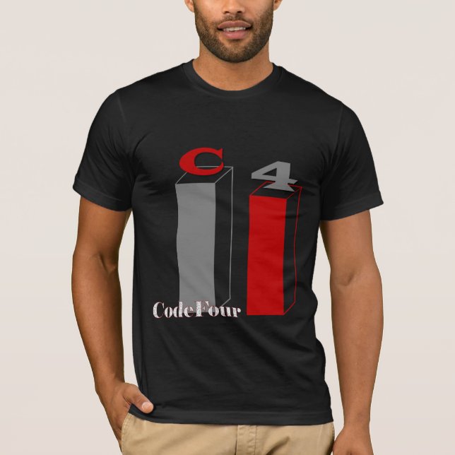Camiseta C4 as caixas, CodeFour numeram o vermelho (Frente)