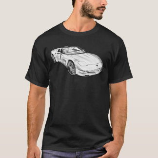 Camiseta C5 Ilustração de Carro Muscular Convertível Corvet