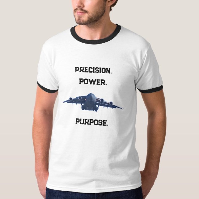 CAMISETA C-17 GLOBEMASTER PODER DE PRECISÃO COM PROPÓSITO (Frente)