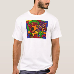 Camiseta C.A. arte impressionante do Cubist do cão