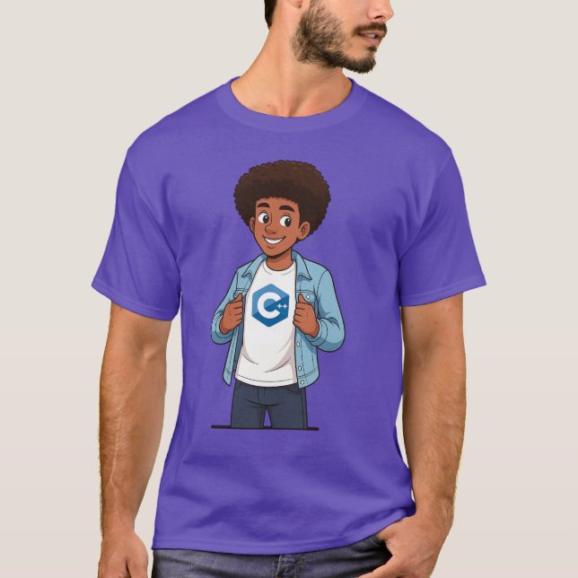 Camiseta C++ Cartoon Programmer T-Shirt (Frente)