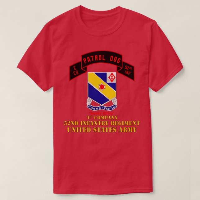 Camiseta C Co 52nd Infantry Patrol Dog Ready Rifles (Frente do Design)