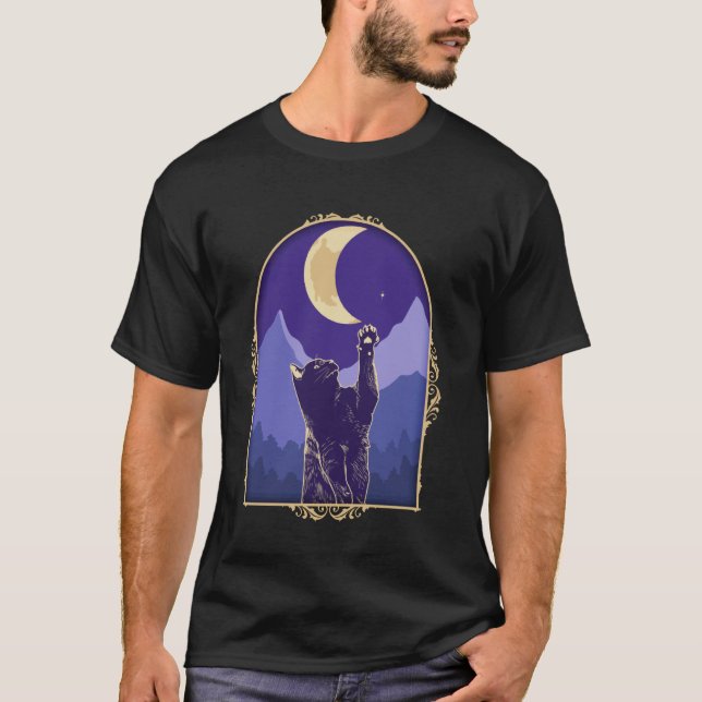 Camiseta C Crescente da Lua Estrela Mística Celestial Cósmi (Frente)