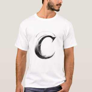 Camiseta C de letra gótica escura - Shadow C