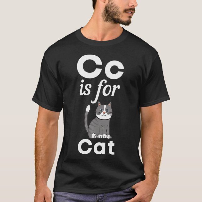 Camiseta C É Para Cat Pré-Escolar Jardim Infantil (Frente)