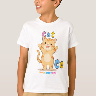 Camiseta "C é para Cat" Tee Alfabeta - Cresça Todos os Dias