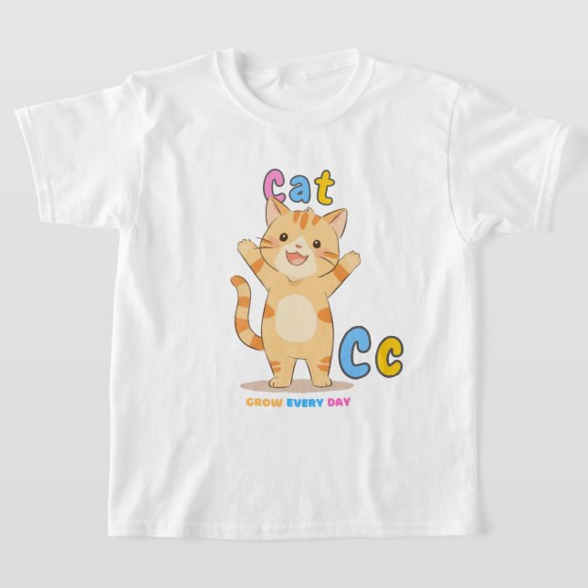 Camiseta "C é para Cat" Tee Alfabeta - Cresça Todos os Dias (Postura )