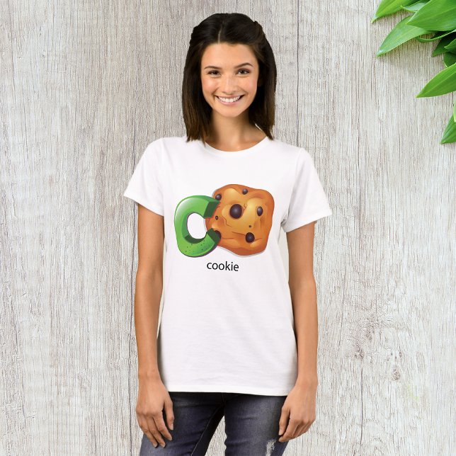 Camiseta C é para Cookie Alphabet - Letra Chocolate Chip (Criador carregado)