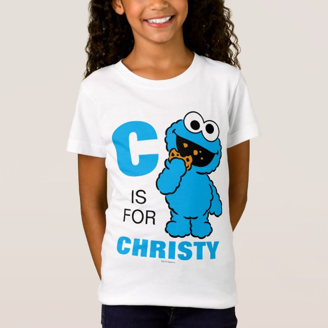 Camiseta C é para Cookie Monster | Adicione seu nome (Frente)
