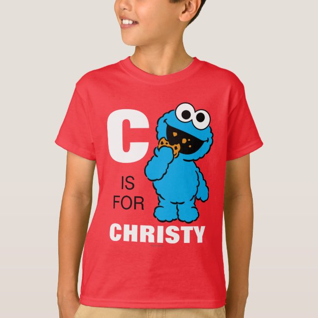 Camiseta C é para Cookie Monster | Adicione seu nome (Frente)