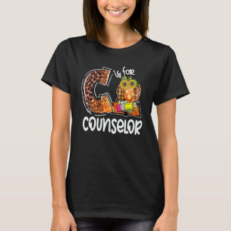Camiseta C Is For Counselor Leopard Pumpkin Fall Thanksgivi