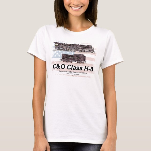 Camiseta C&O Class H-8 Allegheny Locomotive - American flag (Frente)