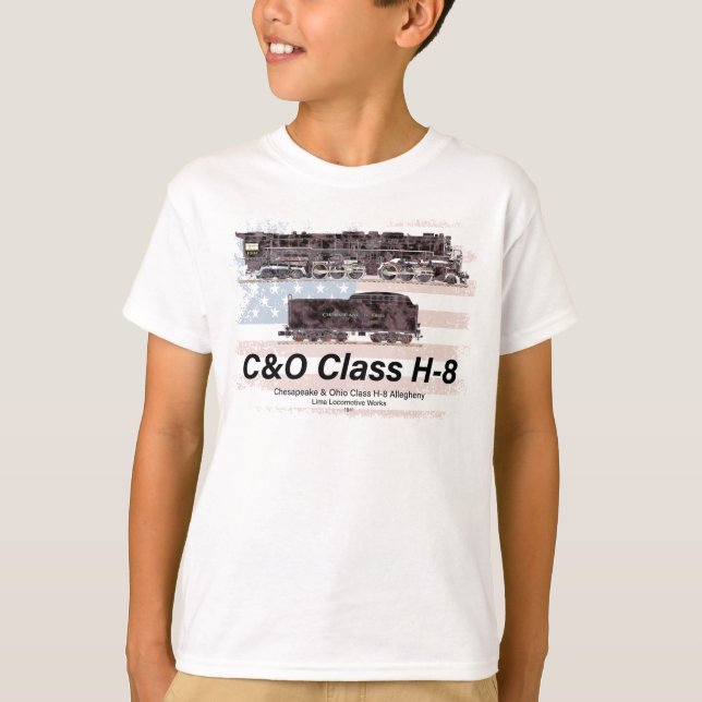 Camiseta C&O Class H-8 Allegheny Locomotive - American flag (Frente)
