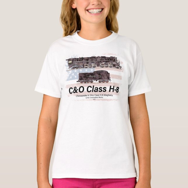 Camiseta C&O Class H-8 Allegheny Locomotive - American flag (Frente)