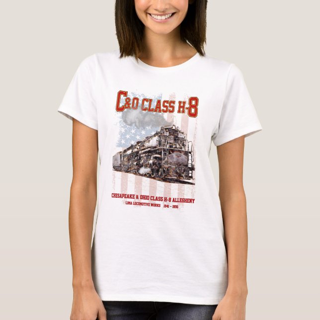 Camiseta C&O Class H-8 Allegheny Locomotive - American flag (Frente)