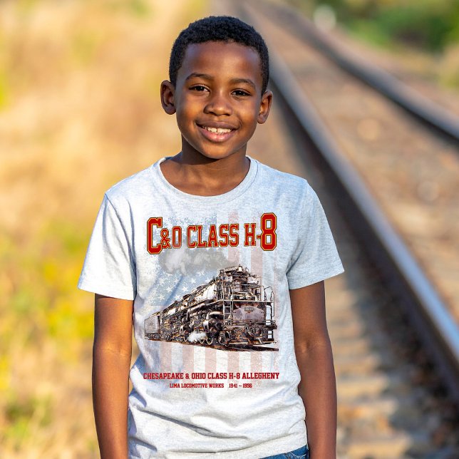 Camiseta C&O Class H-8 Allegheny Locomotive - American flag (C&O Class H-8 2-6-6-6 Allegheny Steam Locomotive. Boy Basic T-Shirt)