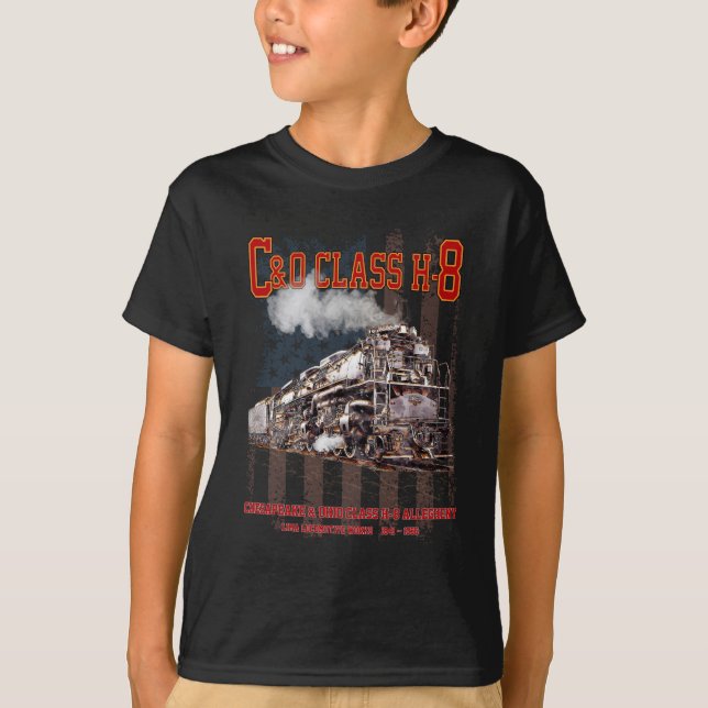 Camiseta C&O Class H-8 Allegheny Locomotive - American flag (Frente)