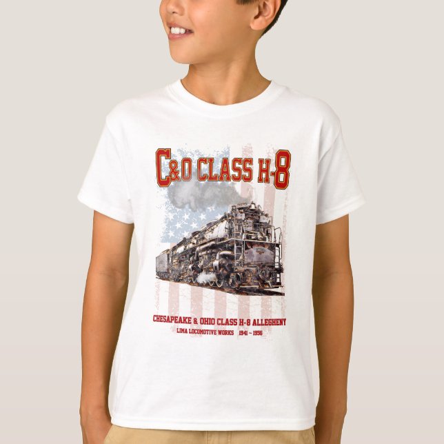 Camiseta C&O Class H-8 Allegheny Locomotive - American flag (Frente)