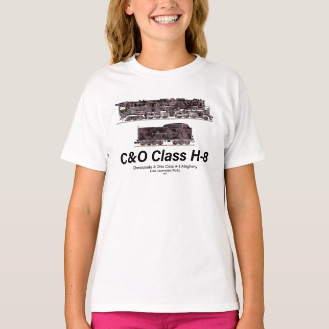 Camiseta C&O Class H-8 Allegheny Steam Locomotive Profile (Frente)