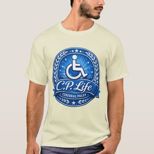 Camiseta C.P. Life - Paralisia Cerebral Versão de Design 1 (Frente)