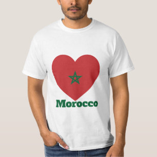 Camiseta C-Shirt Bandeira do Coração de Marrocos