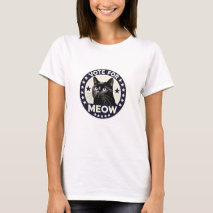 Camiseta c Vote em Meow - um gato preto giro