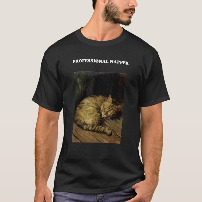 Camiseta Ca de Cat Napper Profissional para Cat PaiMãe (Frente)