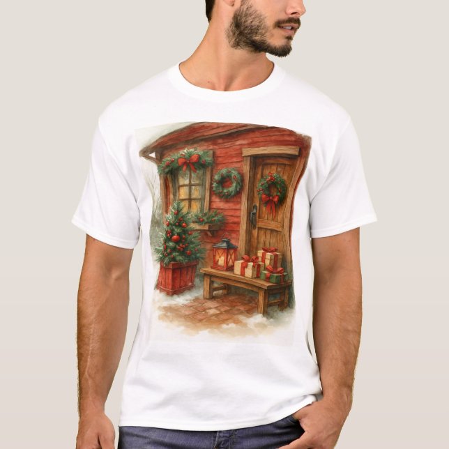 Camiseta Cabana Aconchegante de Natal (Frente)