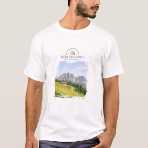 Camiseta Cabana Alpina nos Dolomitas Aquarela Paisagem Natu