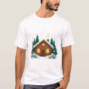 Camiseta Cabana de Inverno Aconchegante Neve Natal Arte