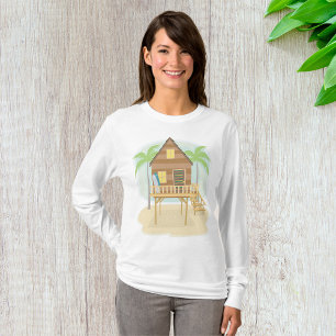 Camiseta Cabana Tropical de Praia Pranchas e Palmeiras