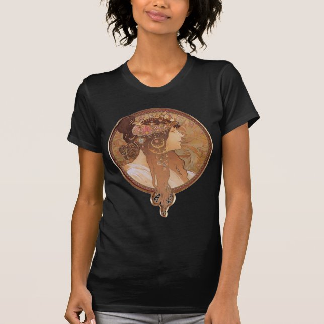 Camiseta Cabeça bizantina de Alphonse Mucha, Brunette (Frente)