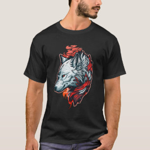 Camiseta Cabeça Branca De Lobo E Pintor Vermelho