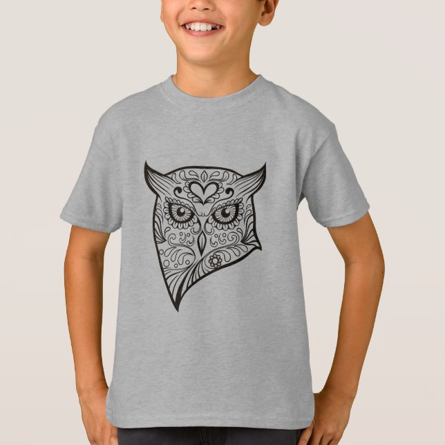 Camiseta Cabeça da coruja do crânio do açúcar (Frente)