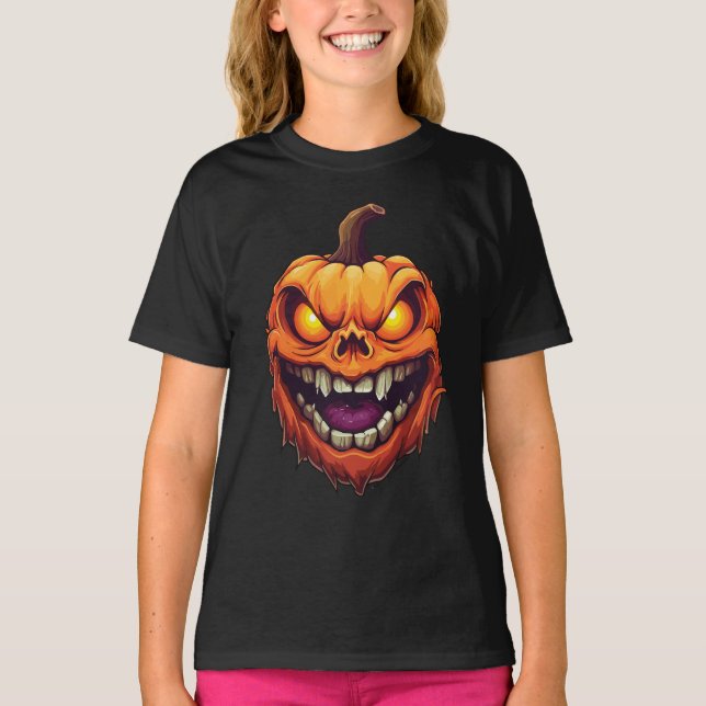 Camiseta Cabeça de Abóbora Sorriso Sinistro (Frente)