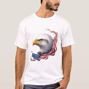 Camiseta Cabeça de Águia Americana com Bandeira Americana F