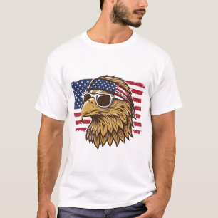 Camiseta Cabeça de Águia Patriótica Gráfico de Gravação Vin