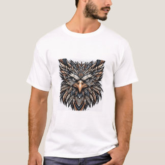 Camiseta Cabeça de Águia Tribal Majestosa Negrito Geométric
