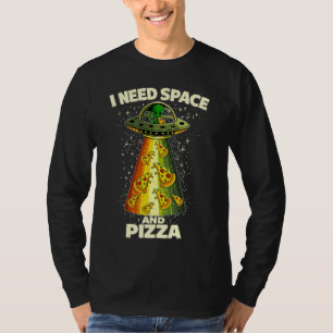 Camiseta Cabeça de Alien Engraçado Comendo Pizza OVNI Extra