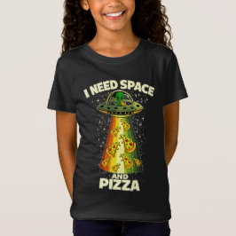 Camiseta Cabeça de Alien Engraçado Comendo Pizza OVNI Extra