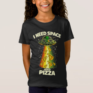 Camiseta Cabeça de Alien Engraçado Comendo Pizza OVNI Extra