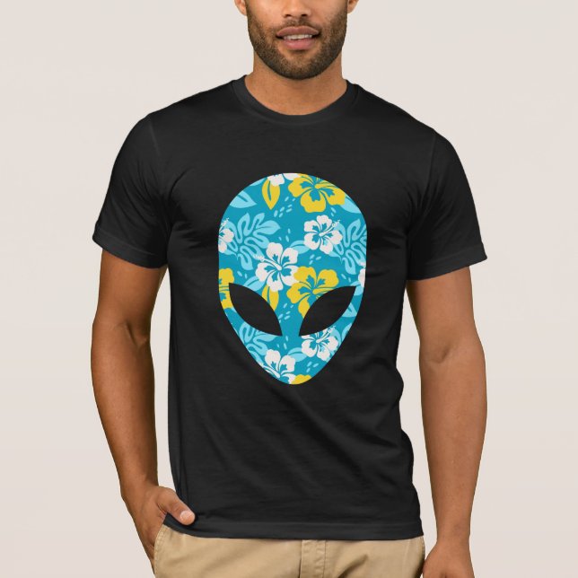 Camiseta Cabeça de Alien Havaiano - Alien Divertido (Frente)
