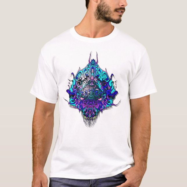 Camiseta Cabeça de alienígena - azul e roxo (Frente)