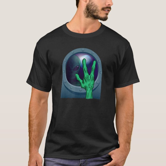 Camiseta Cabeça De Alienígena Verde Da Área De Crença 51 Es (Frente)