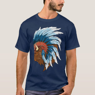 Camiseta Cabeça de Buffalo com Endereço de Cabeça Indiano
