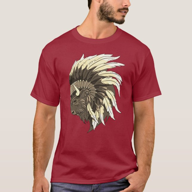 Camiseta Cabeça de Buffalo com Endereço Indígena (Frente)