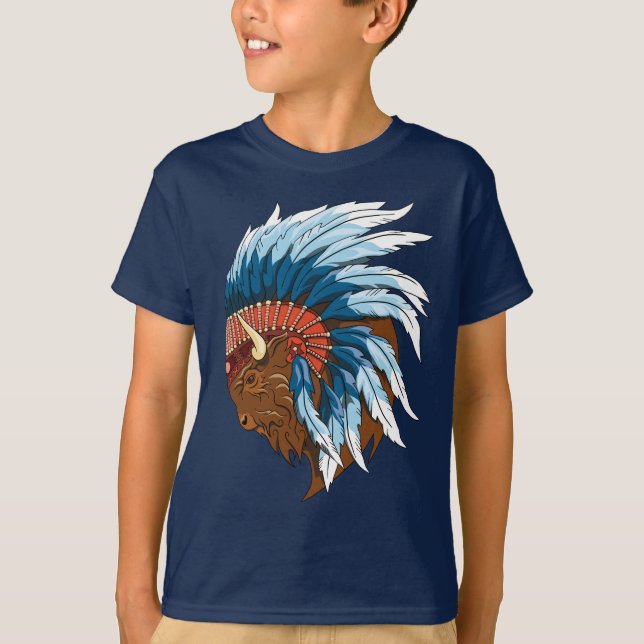 Camiseta Cabeça de Buffalo com Endereço Indígena (Frente)