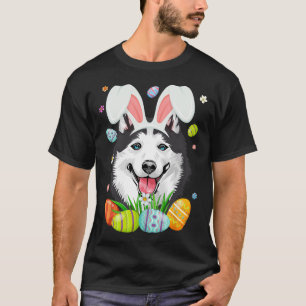 Camiseta Cabeça de cachorro Husky Siberiano de coelho fofo