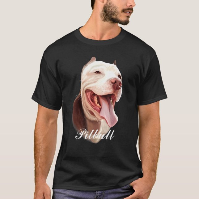 Camiseta Cabeça de Cachorro Pitbull Marrom Adorável (Frente)